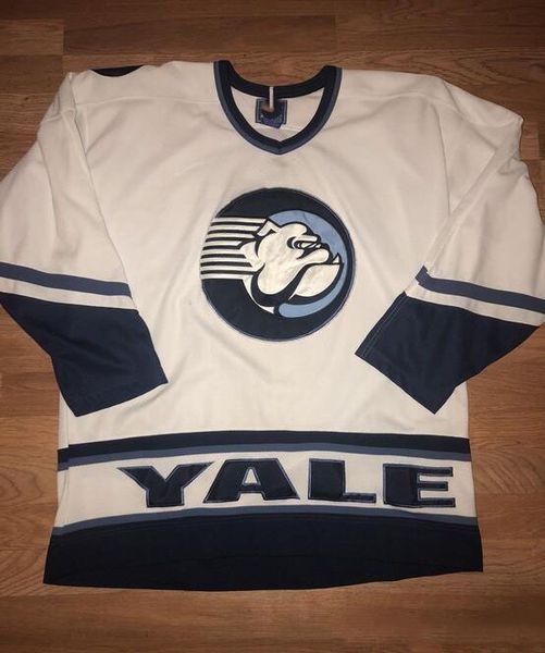 

custom jersey 5xl 6xl vintage vintage yale white starter hockey jersey embroidery stitched customize any number and name jerseys, Black;red