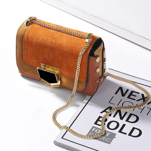 

belle2019 genuine woman leather back down matting single shoulder satchel chic chain small square package