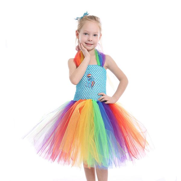 

2018 new purple pastel girl unicorn birthday party tutu dress with matching princess dress girls unicorn theme halloween costume, Black;red