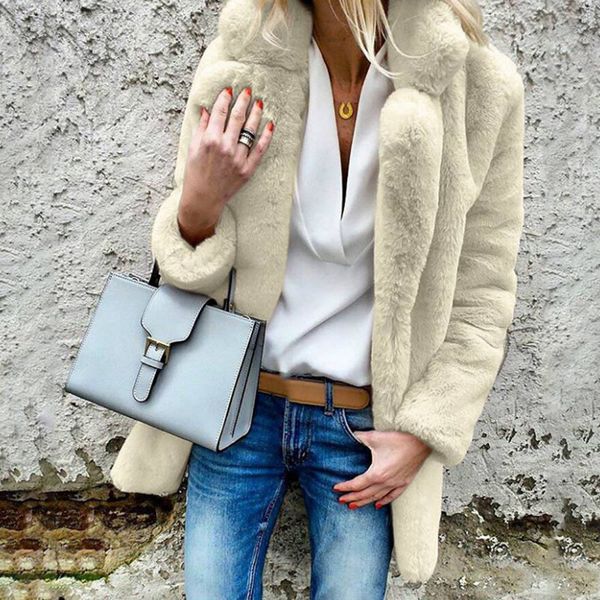 

women winter sweater long sleeves turn-down collar downy autumn overcoat cardigan ks-shipping, Black