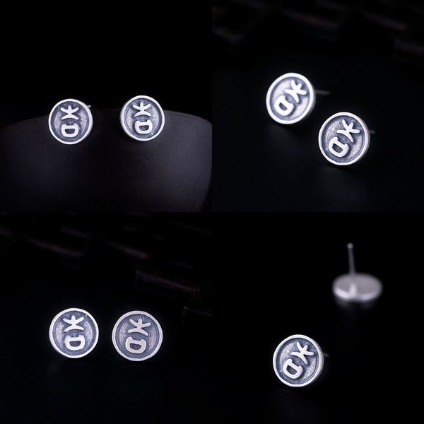 

925 the most favorable auspices relief ear nail men and women do used literature ji zi earring silver nation wind jewellry earrings, Golden