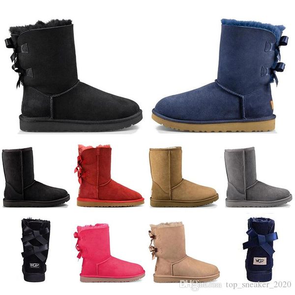 

with socks uugg australia women girl classic snow boots bowtie ankle short bow fur boot for winter black chestnut