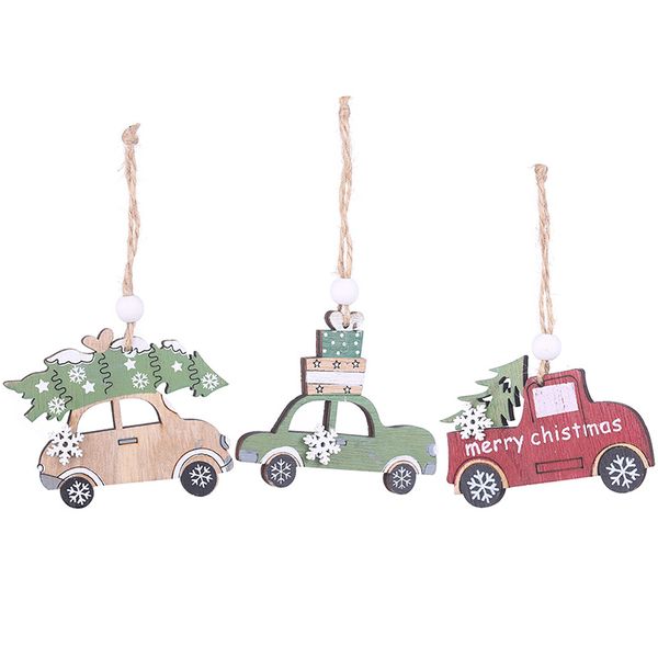 

3pcs/set 6set natural wood craft christmas tree ornament wooden pendant xmas gift christmas decoration for home