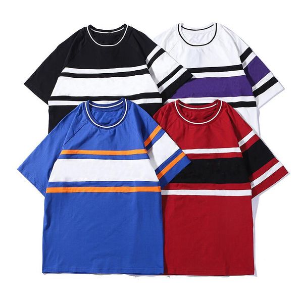 

19ss luxury mens конструктора тенниски способа высокого качества вскользь с коротким рукавом мужская женщин вокруг шеи тройники, White;black