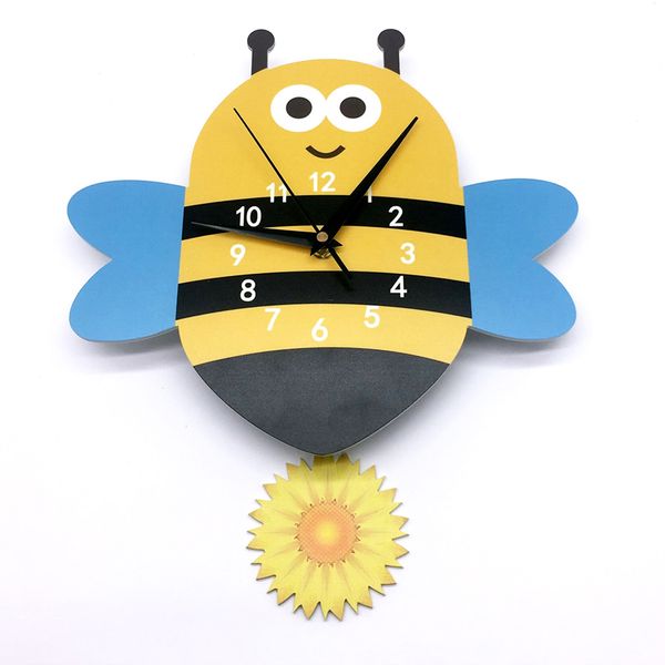 

creative mute decorative wall clock cartoon pendulum design children's room decoration clock cute european style decals