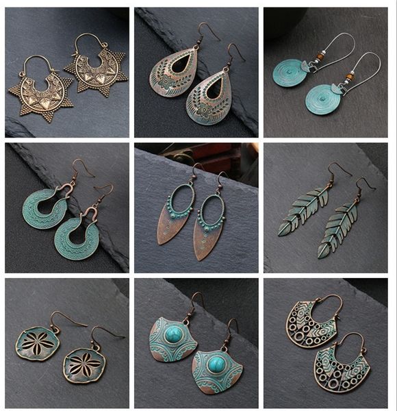

9 pairs / set bohemia women alloy earrings european and american drop earrings jewelry, Silver