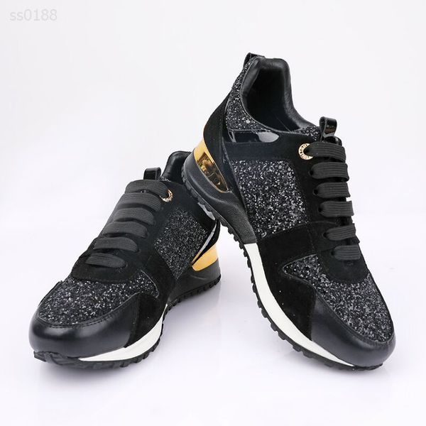 

classic european and american autumn and winter stitching high-grade suede sports women's shoes lace comfortable women's shoes, Black