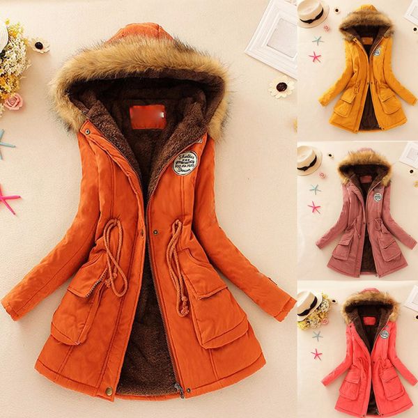 

jaycosin women's down jacket womens warm long coat fur collar hooded jacket slim winter parka outwear coats l500928, Black