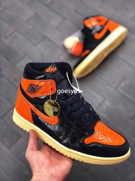 

2020 new 1 high og shattered backboard 3.0 black orange basketball shoes men women 1s sports sneakers with box, White;red
