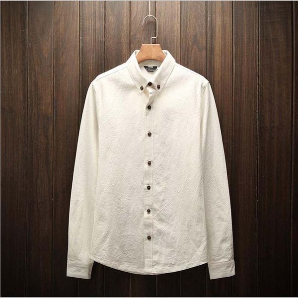 

men's casual shirts cotton linen long sleeve shirt thin for spring summer autumn slim fit retro brand men clothing blue plus size -4xl, White;black