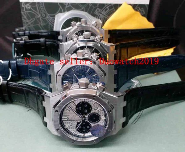 

4 styles luxury om factory royal oak chronograph blue rg dial blue chronograph automatic eta 7750 mens 41mm watches, Slivery;brown