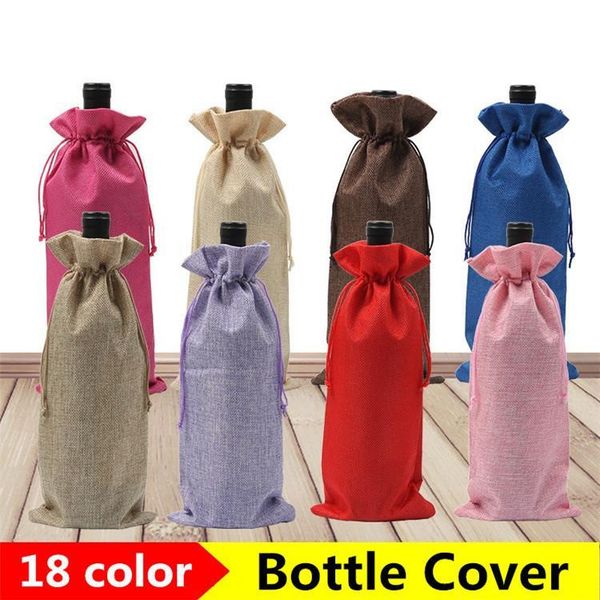 

jute wine bottle covers jute bag packaging gift bags pouch burlap packaging bags wedding party christmas decoration 100pcst1i894