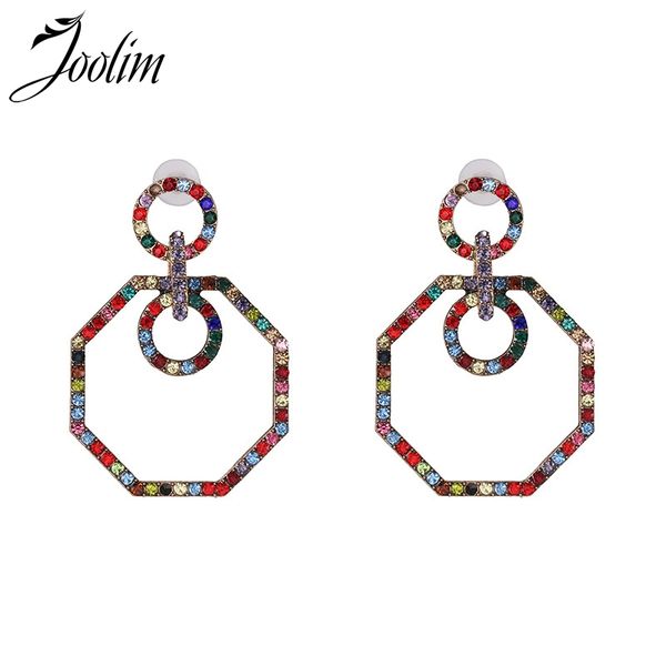 

joolim colorful glass octagon earring european earring, Silver
