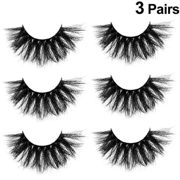 

3 pair fake eyelashes mink hair false eyelashes for women girls ladies 25mm