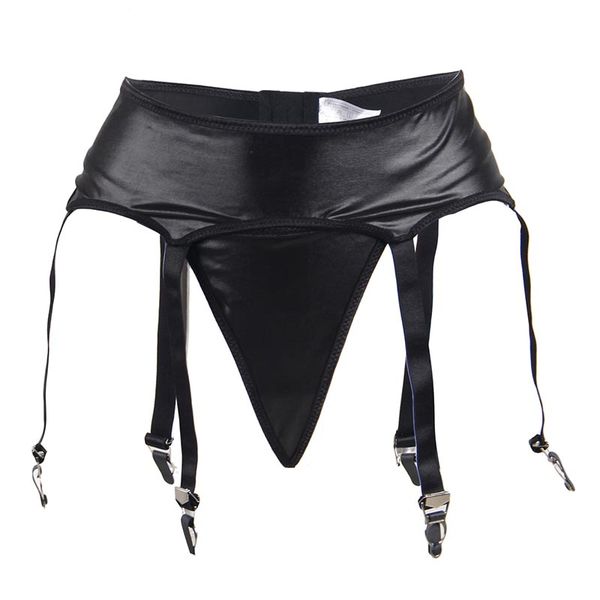 

women garter belt for stocking high waist leather suspender belt garter belt plus size reggicalze lingerie with g string ps5113, Black;white