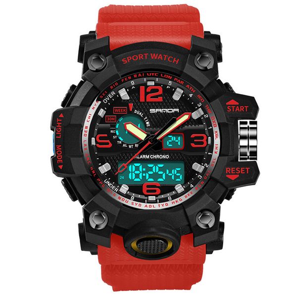 

zerotime #401 2019 new fashion colourful sport watch double display cold light electronic waterproof luxury ing, Slivery;brown