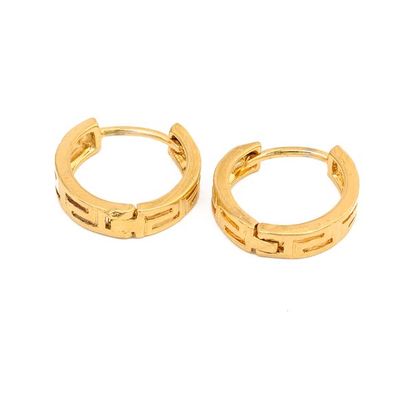 

24k gold plated african geometry hinged huggie classical hoop earrings, Golden;silver