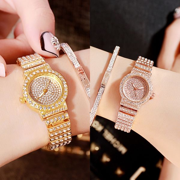 

dzg personalized small quartz casual rhinestone suit alloy steel belt sky star rhinestone watch women's watch, Blue