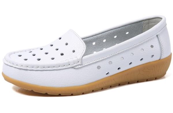 

women's shoes leather non-slip soft bottom women flats casual shoes 1185, Black