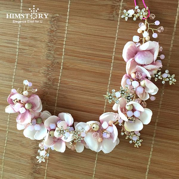 

charming pink fabric flower headband girls birthday party headpiece hair accessories wedding pageant prom hairband jewelry, Golden;white
