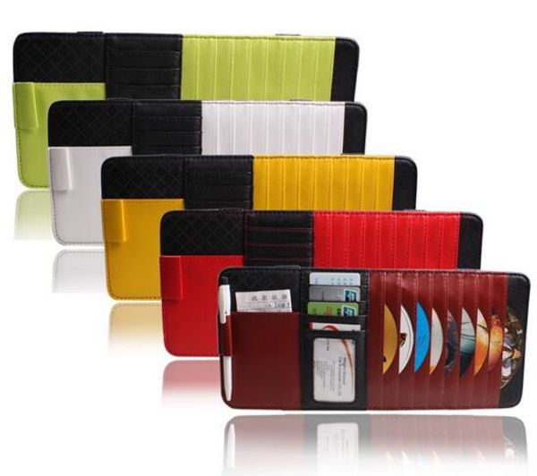 

car leather disk cd dvd holder sun visor holder storage auto car organizer cover case organizer wallet clip truck