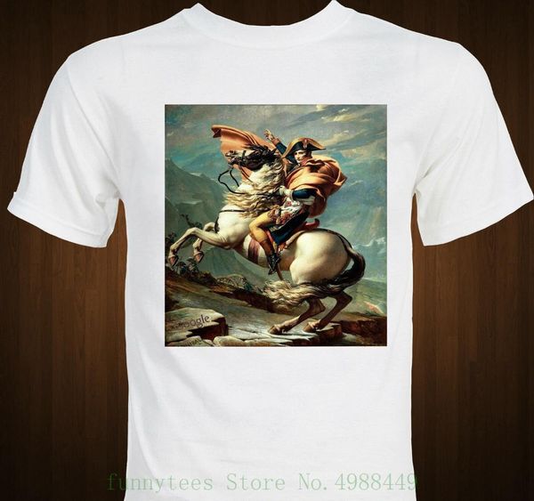 

napoleon bonaparte on war horse - french general - emperor t shirt youth whites t shirt, White;black