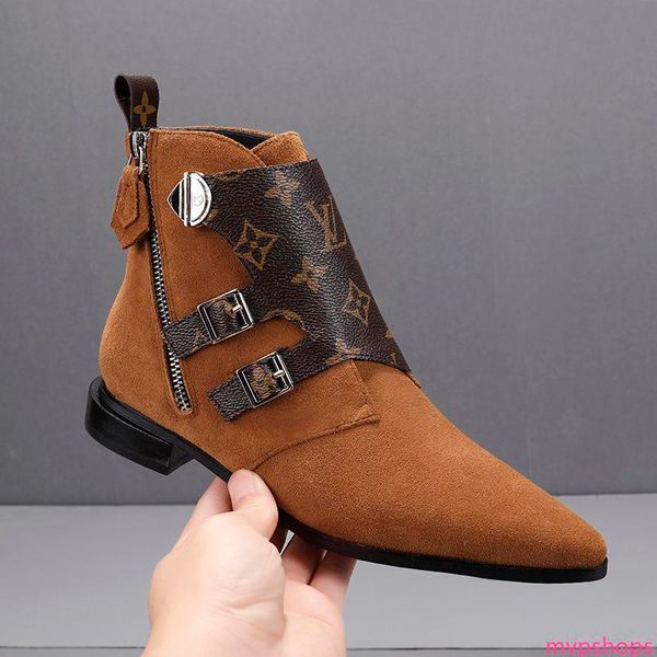 

a1 women winter handsome martin boots new arrival original low heel fashion classic luxury british belt buckle ladies boot