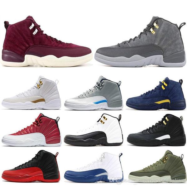 

С коробкой Высокое Качество 12 12s мужские баскетбольные кроссовки OVO Белый Тренаже