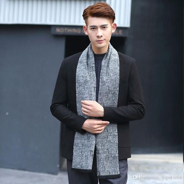 

men classic houndstooth cashmere scarf striped plover case scarf men scarves shawl winter warm soft swallow gird shawl wrap, Blue;gray