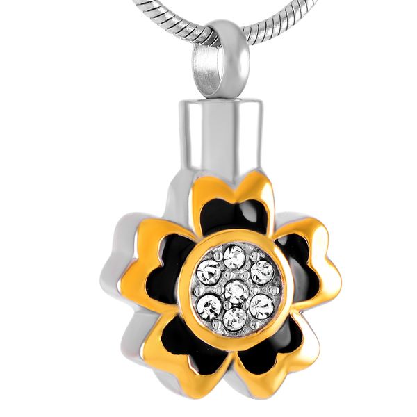 

z212 держите прозрачный кристалл золото и серебро эмаль цветок кремации пепел кулон-гравируемая нержавеющая сталь мемориальная урна ожерелье, Silver