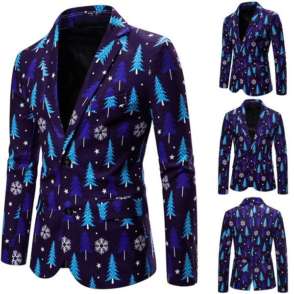 

2019 new men's fashion suit party coat casual slim fit blazer buttons suit 3d christmas floral print painting blazers jacket men, White;black