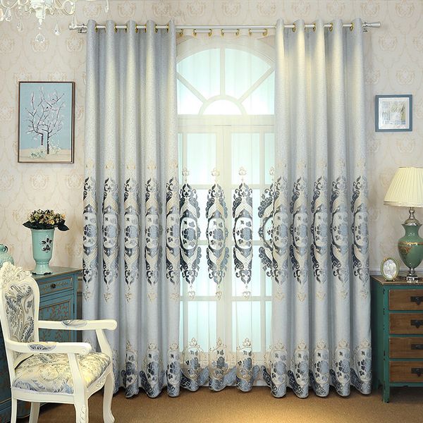 

simple modern embroidery shade curtains for living dining room bedroom