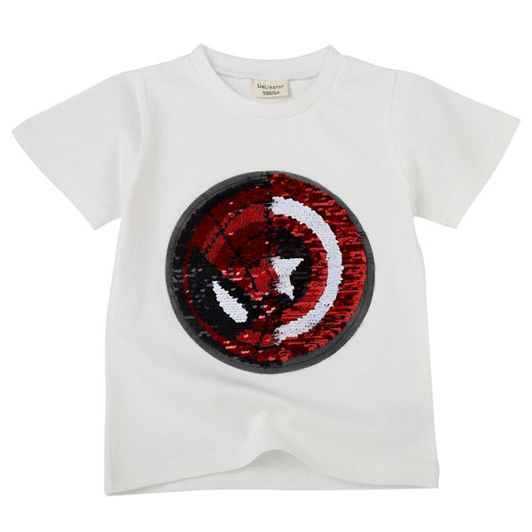 

kids t shirt summer new flip sequins color changing face tremolo baby girl boy cotton short sleeve bottom shirt, Blue