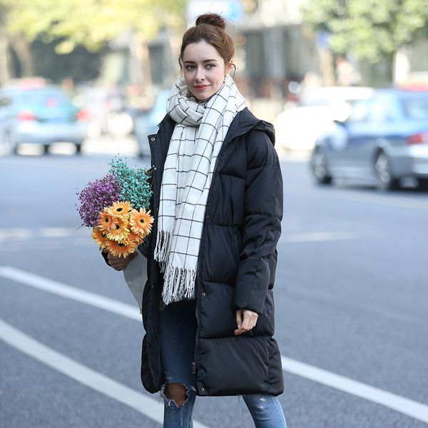 

joineles women warm parkas long sleeve hooded jacket fashion long wadded coat female autumn winter black thick outwear coat 2019