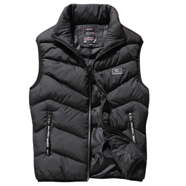 

plus size m-4xl winter jackets men vests sleeveless vintage warm cotton windproof bubble coat zipper men slim vest with pockets, Black;white