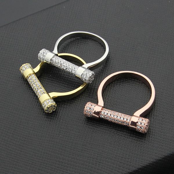 

High grade copper jewelry ring wholesale horseshoe with diamond ring fashion full diamond ring luxury designer jewelry women rings