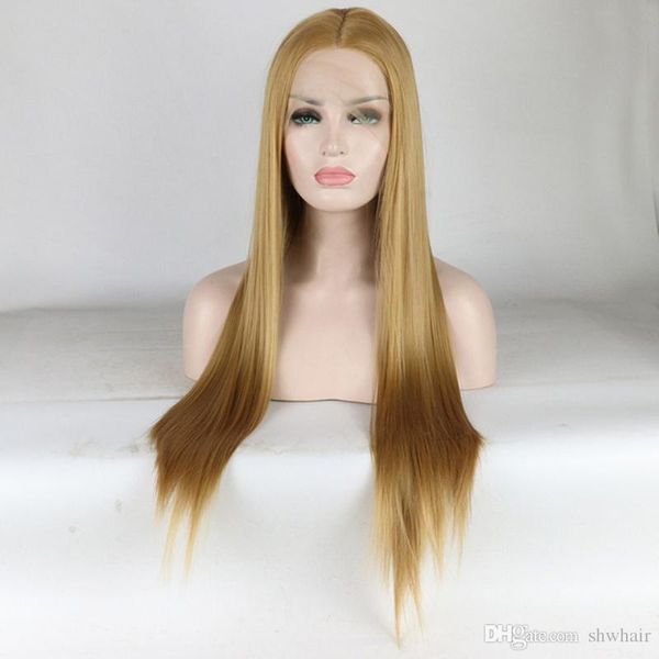 Honey Blonde Synthetic Lace Front Wig Heat Resistant Natural