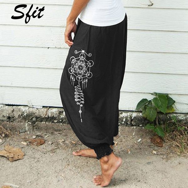 

sfit women printed yoga pants printed trousers wide-legged slacks bottoms trousers plus size 2019 fashion, White;red