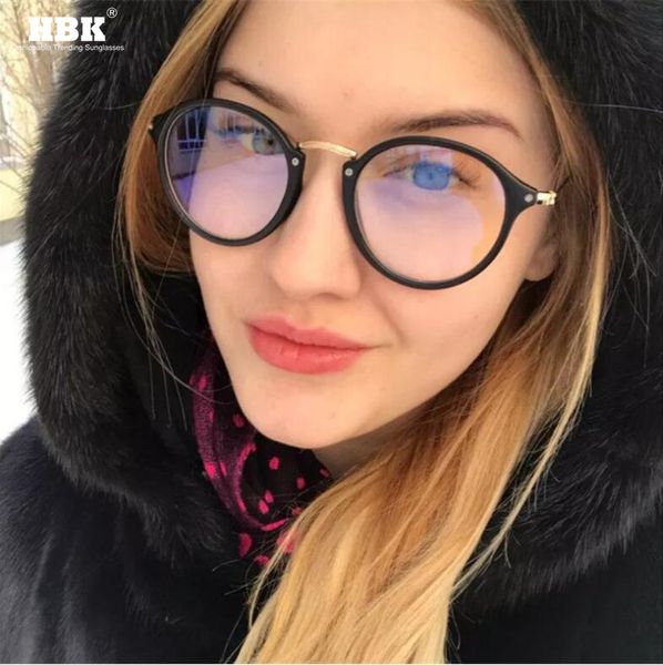 

hbk синий свет очки рамка для компьютерных очков близорукость очки круглые прозрачные женщины очки рамки 2020 оптические поддельные, Black