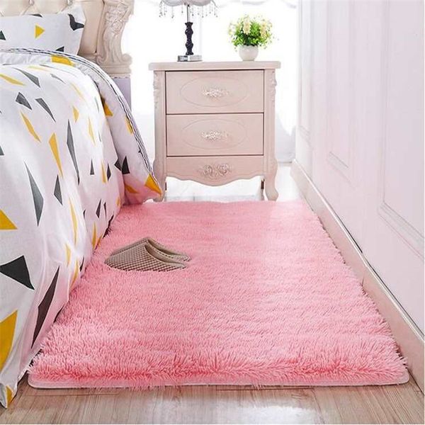 

Thickened washed silk hair non-slip carpet living room coffee table blanket Bedroom bedside mat yoga rugs solid color plush