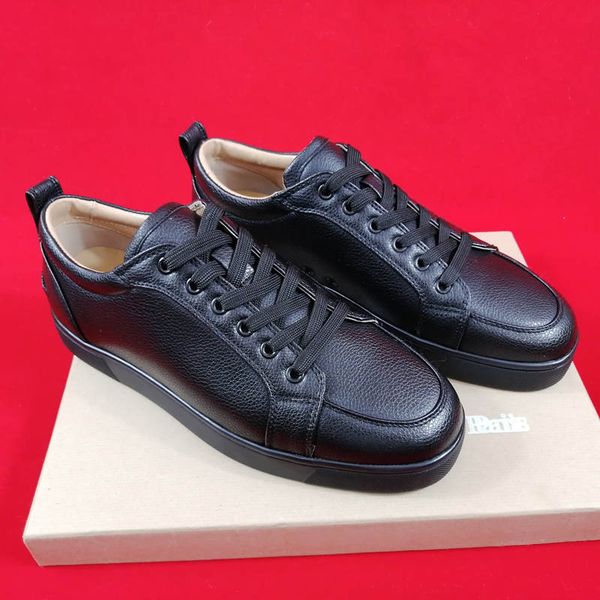 

2020 new designer sneakers red bottom low cut spikes flats shoes for men women leather sneakers casual shoes with dust bag size 38-46 ck001, Black