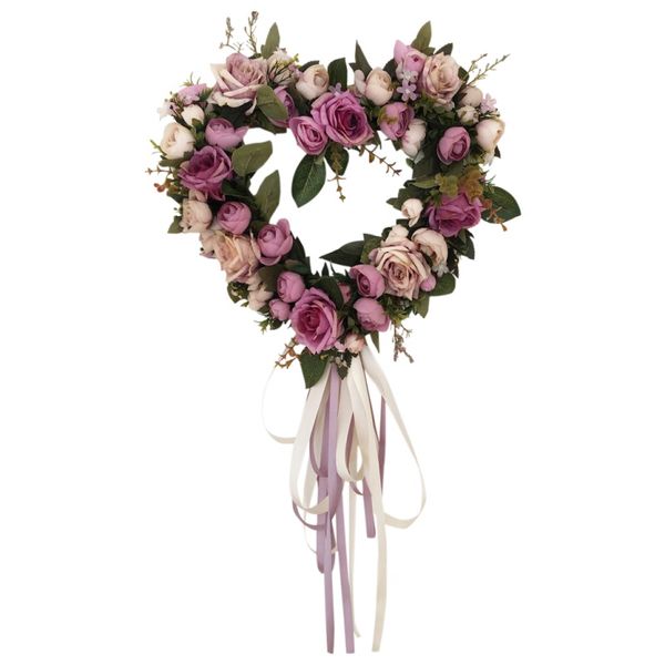 

artificial rose flowers wreath round heart shape floral loop wedding party home decor