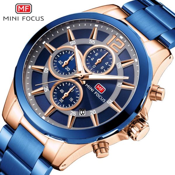 

mini focus men watches stainless steel 30m waterproof multifunction sport clock mens wristwatch quartz montre homme, Slivery;brown