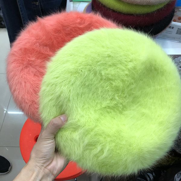 

new fashion rabbit fur winter beret hat for women knitted hat fashion beret for solid colors fashion lady cap, Blue;gray