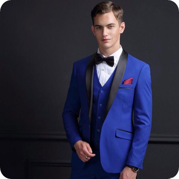 

royal blue groom tuxedos latest coat pants designs men suits for wedding prom suits slim fit terno masculino costume homme 3pieces, Black;gray