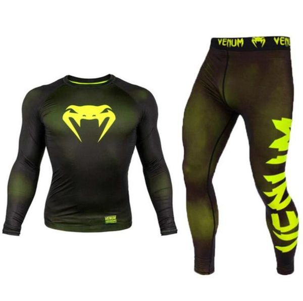 

мужские письмо 2 шт. спортивные костюмы мма животных печатных с длинным рукавом спортивные костюмы пуловер o шеи тонкий мужской одежды, Gray