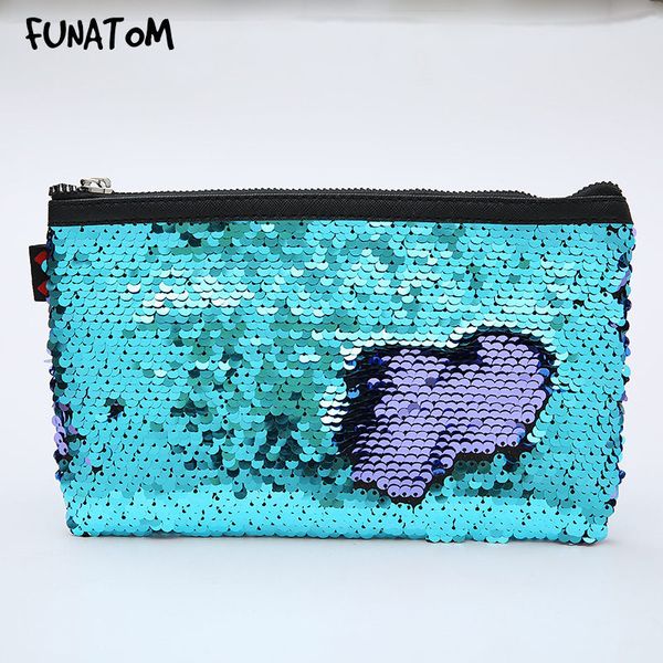 

fashion sequin small cosmetic bag women travel zipper make up case organizer storage makeup pouch toiletry beauty wash kit