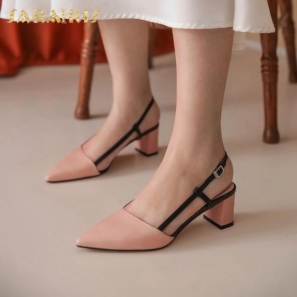 

sarairis 2020 elegant pointed toe high heels cow skin genuine leather summer women shoes sandals, Black