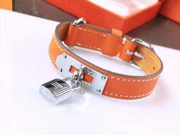 

fashion cuff bracelet for men and women luxury designer jewelry womens bracelet stainless steel metal locks leather bracelet, Black