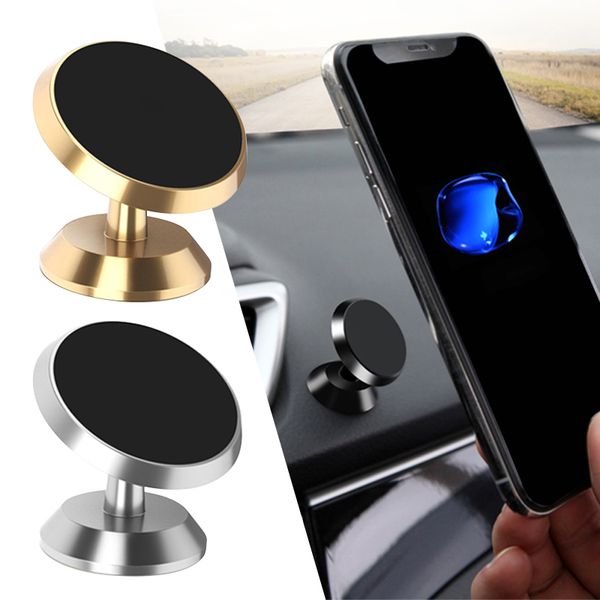 

360 degree magnetic car mount phone holder stand metal alloy rotation phone bracket for iphone 6 7 8 x samsung s10 android phone